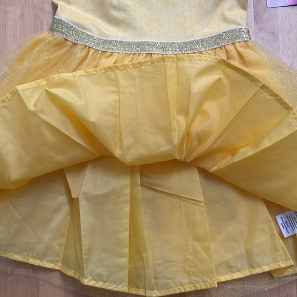 NWT DISNEY PRINCESS BELLE DRESS SIZE M 7-8 SPARKLE TULLE YELLOW GLITTER BELT - Picture 9 of 11